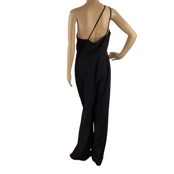 Line & Dot Vaughn One Shoulder Black Jumpsuit Ring Detail Size L - Picture 5 of 7